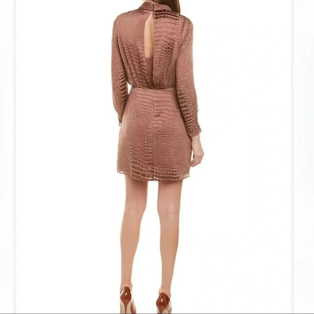 Reiss Emma Silk Velvet Burnout Snakeskin Mock Neck Long Sleeve‎ Dress Sz 4